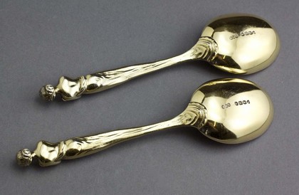 Victorian Silver Gilt Goddess Spoons (Pair) - Henry William Curry